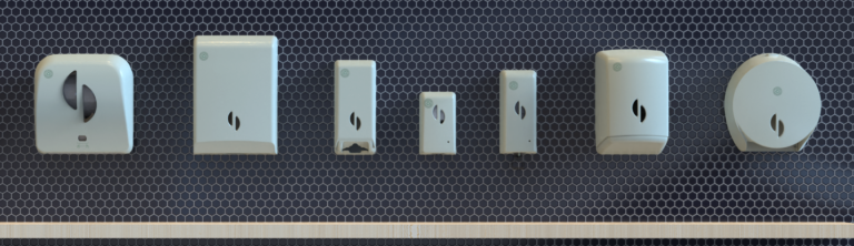 Hygiene dispensers made with 100% recycled materials